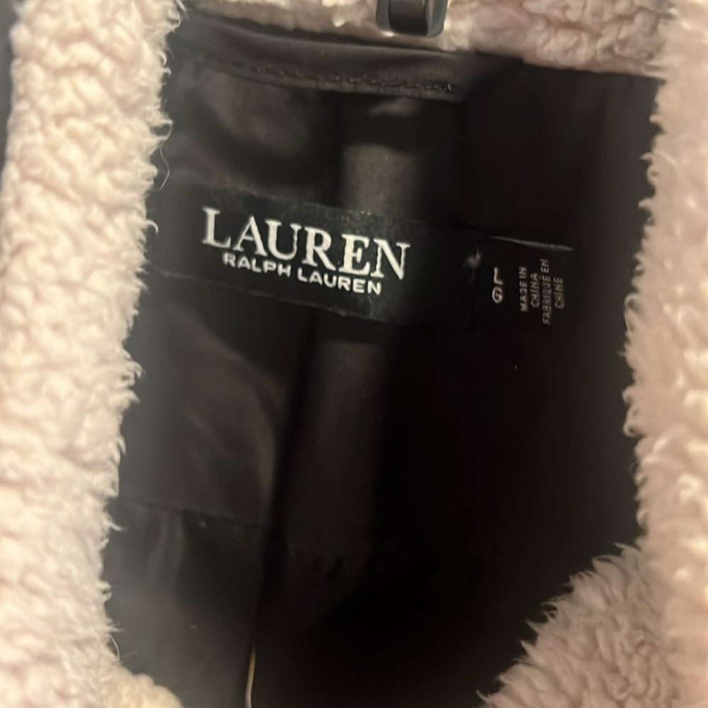Lg Ralph Lauren black down coat with detachable fur hood - Picture 3 of 8